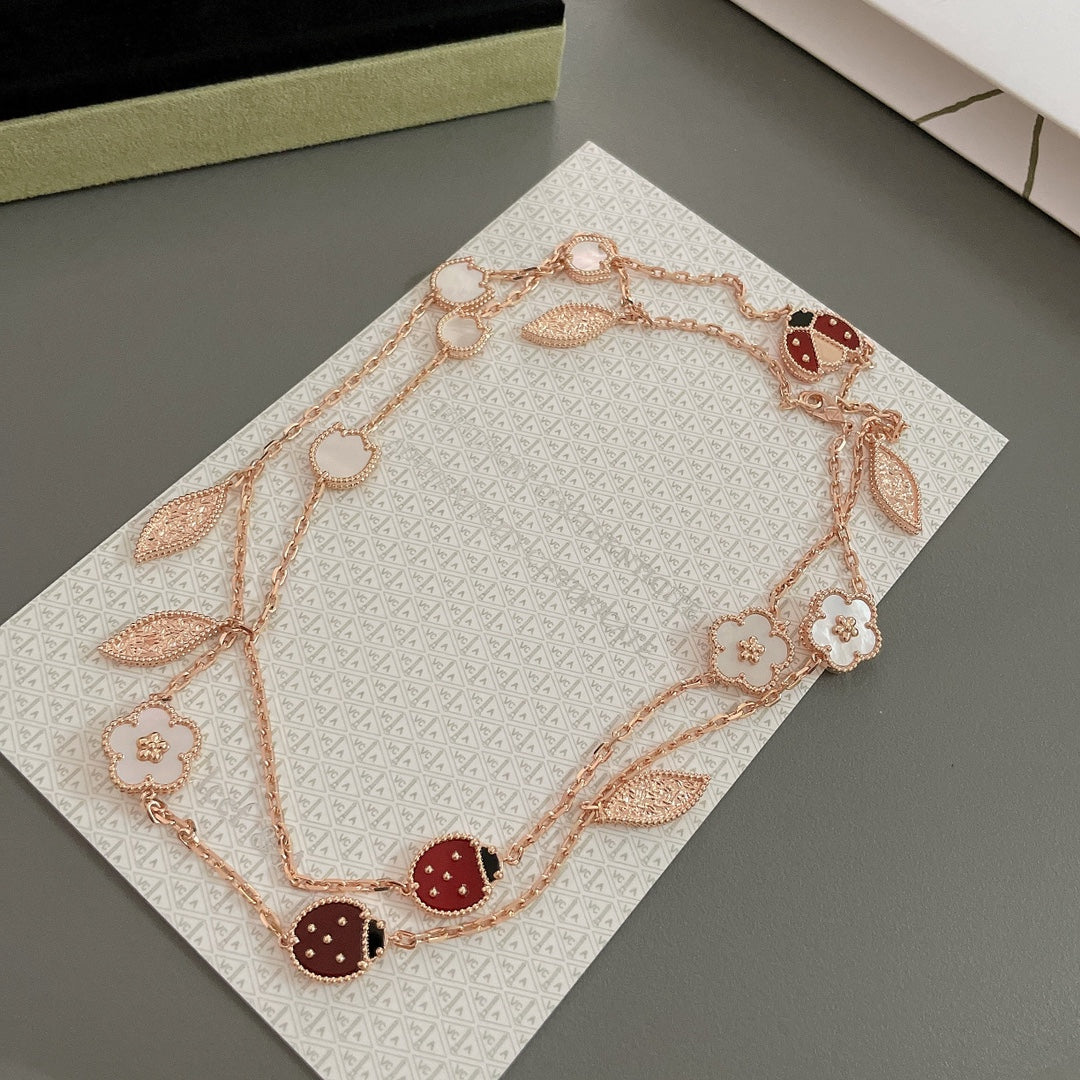 [Clara Jewels]LUCKY SPRING 15 MOTIFS ROSE GOLD NECKLACE