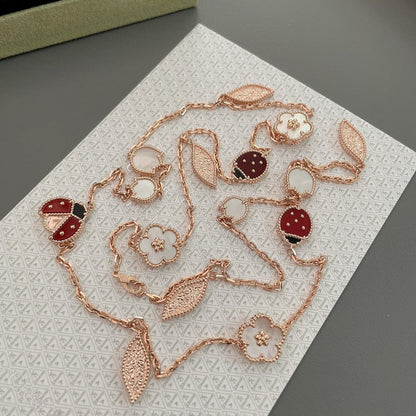 [Clara Jewels]LUCKY SPRING 15 MOTIFS ROSE GOLD NECKLACE