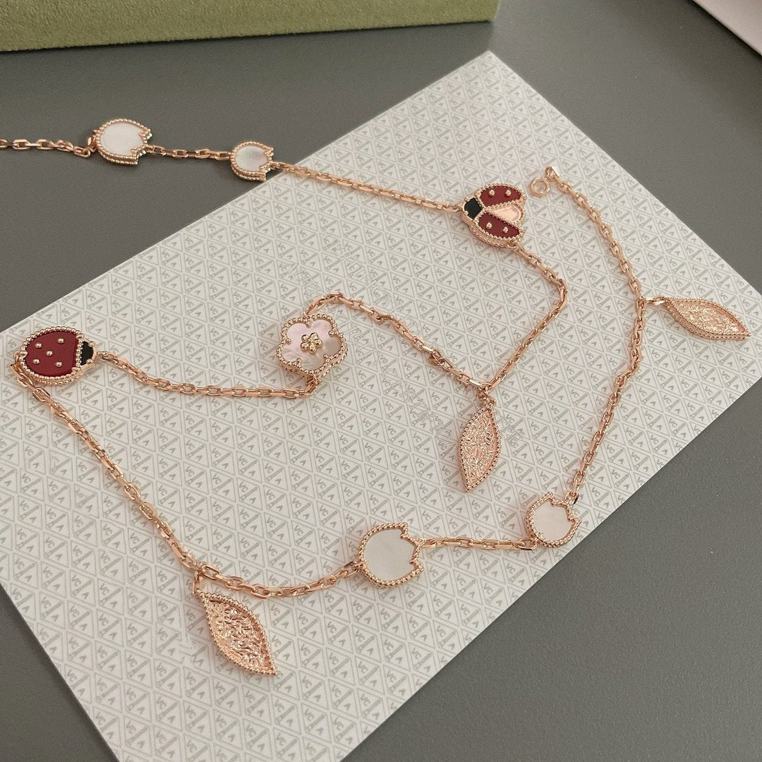 [Clara Jewels]LUCKY SPRING 15 MOTIFS ROSE GOLD NECKLACE