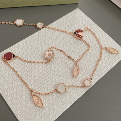 [Clara Jewels]LUCKY SPRING 15 MOTIFS ROSE GOLD NECKLACE