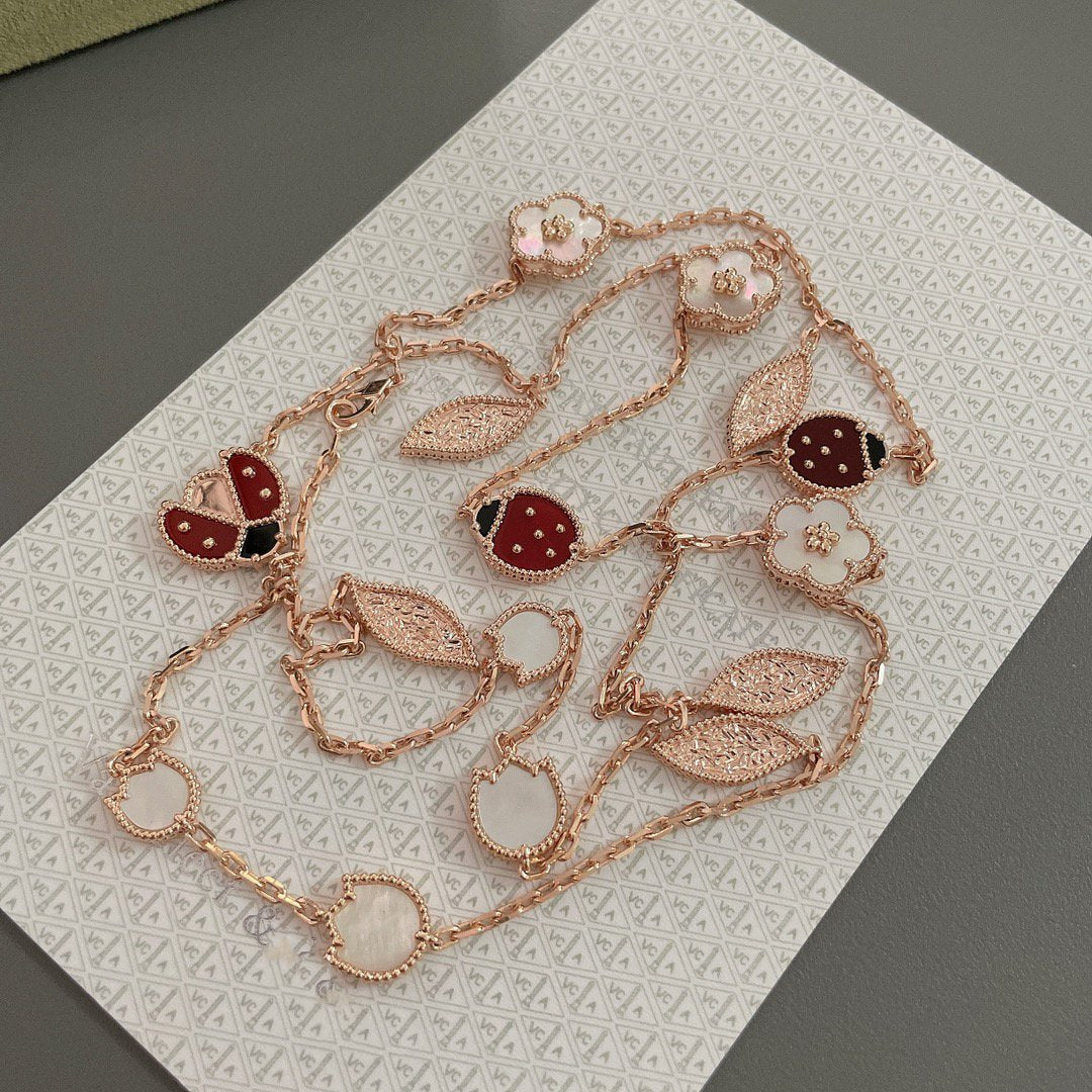 [Clara Jewels]LUCKY SPRING 15 MOTIFS ROSE GOLD NECKLACE