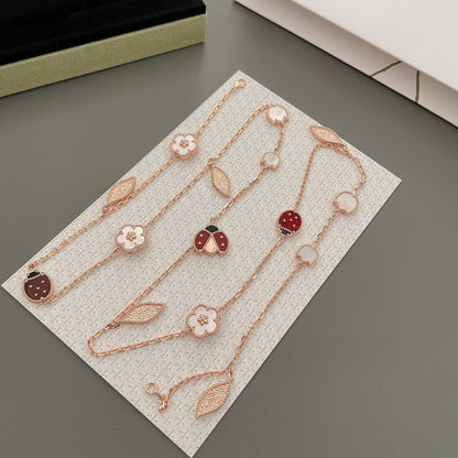 [Clara Jewels]LUCKY SPRING 15 MOTIFS ROSE GOLD NECKLACE