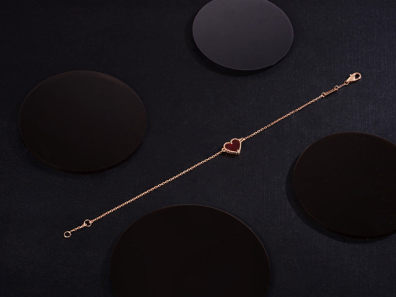 [Clara Jewels]HEART CARNELIAN PINK GOLD BRACELET