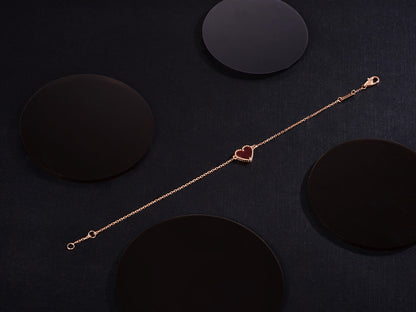 [Clara Jewels]HEART CARNELIAN PINK GOLD BRACELET
