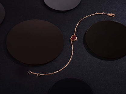 [Clara Jewels]HEART CARNELIAN PINK GOLD BRACELET