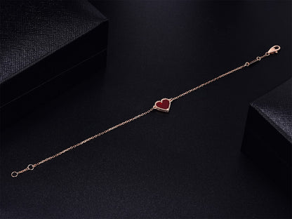 [Clara Jewels]HEART CARNELIAN PINK GOLD BRACELET