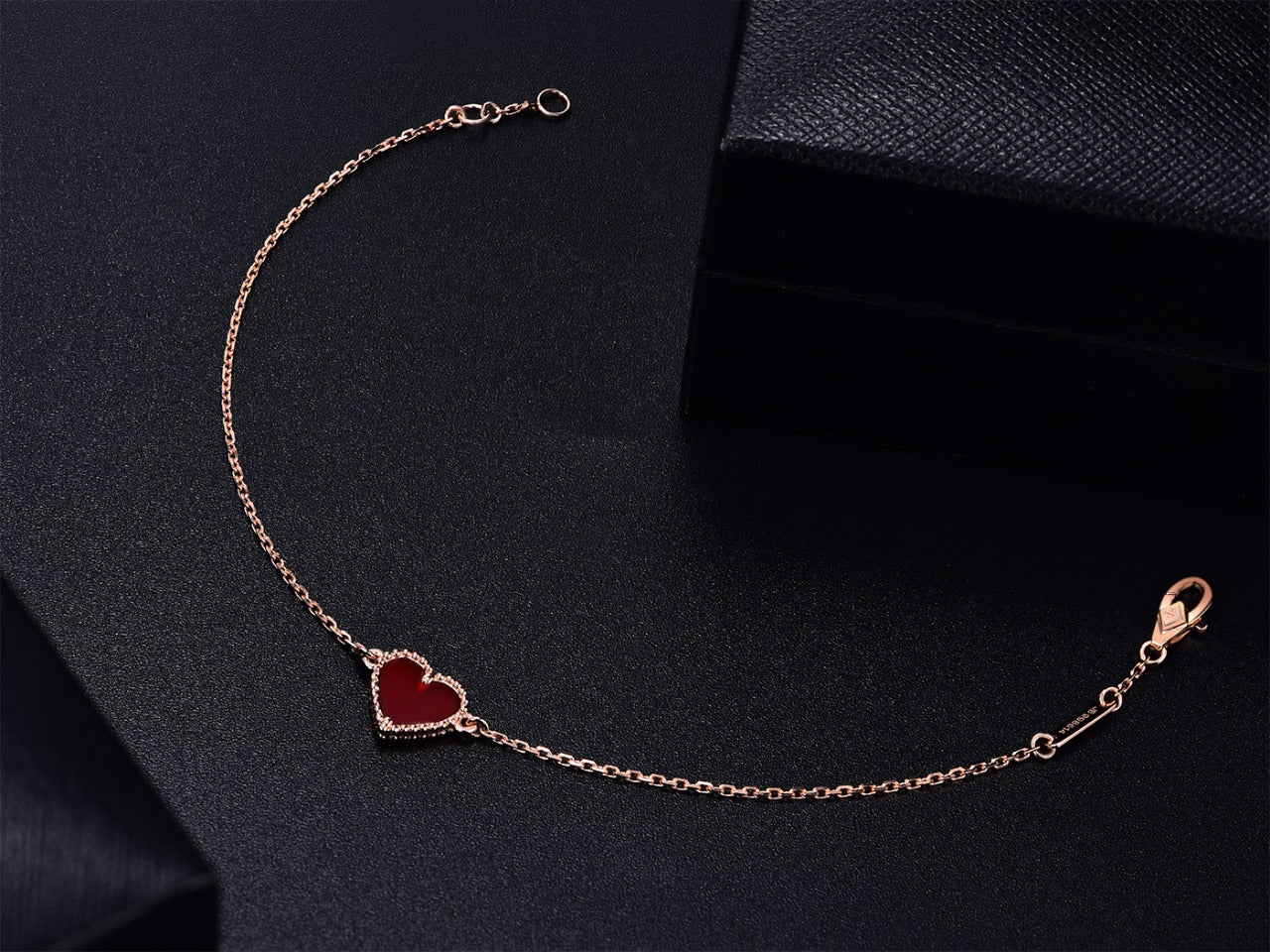 [Clara Jewels]HEART CARNELIAN PINK GOLD BRACELET