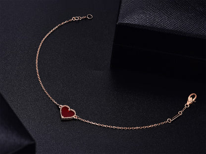 [Clara Jewels]HEART CARNELIAN PINK GOLD BRACELET