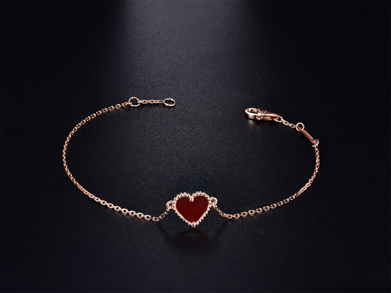 [Clara Jewels]HEART CARNELIAN PINK GOLD BRACELET