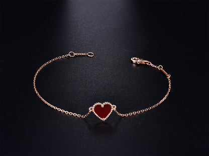 [Clara Jewels]HEART CARNELIAN PINK GOLD BRACELET