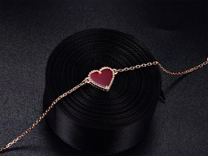 [Clara Jewels]HEART CARNELIAN PINK GOLD BRACELET