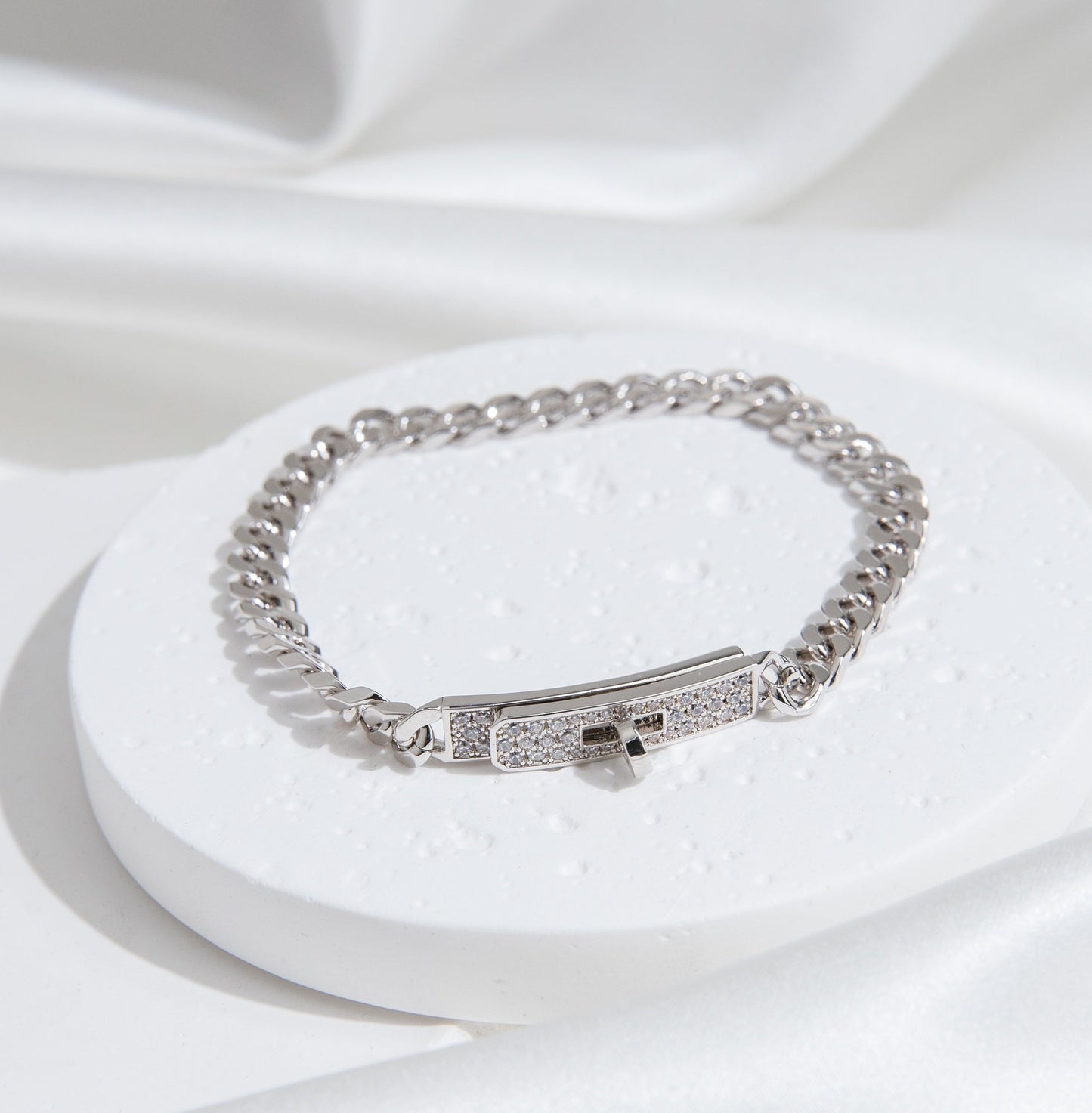 [Clara Jewels]KELLY CHAIN SILVER DIAMOND BRACELET