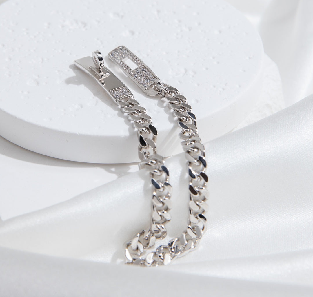 [Clara Jewels]KELLY CHAIN SILVER DIAMOND BRACELET