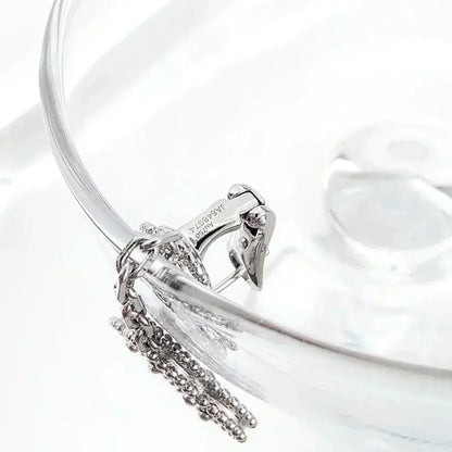 [Clara Jewels]CLOVER 2 MOTIFS  DIAMOND ONYX EARRINGS SILVER