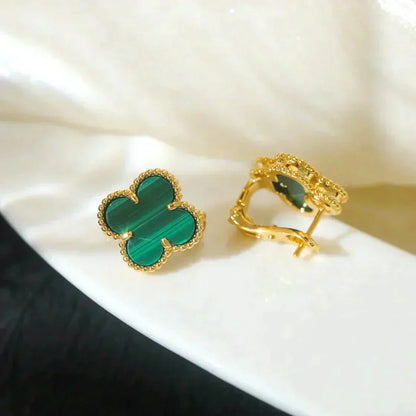 [Clara Jewels]CLOVER MEDIUM 1 MOTIFS MALACHITE  EARRINGS
