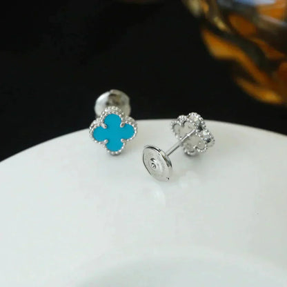[Clara Jewels]CLOVER MINI TUROUOISE SILVER STUD EARRINGS