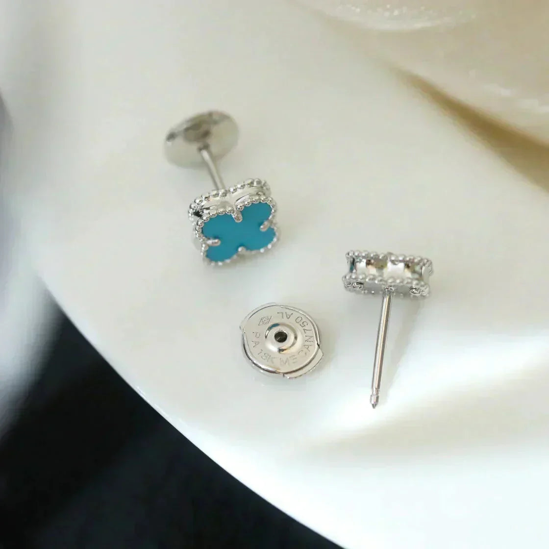 [Clara Jewels]CLOVER MINI TUROUOISE SILVER STUD EARRINGS