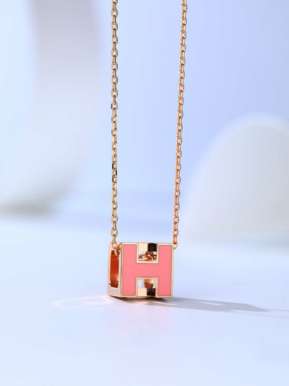 [Clara Jewels]H CAGE PINK GOLD NECKLACE