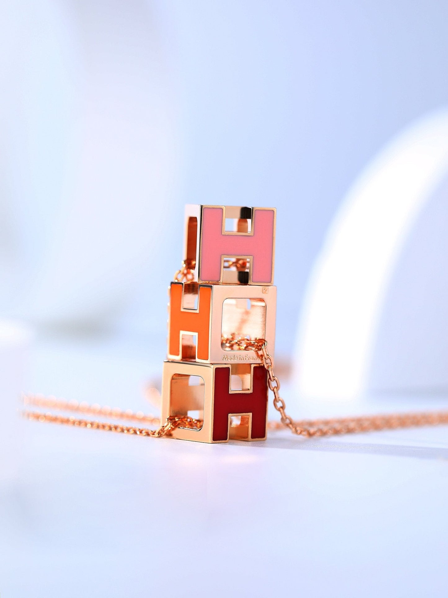 [Clara Jewels]H CAGE PINK GOLD NECKLACE
