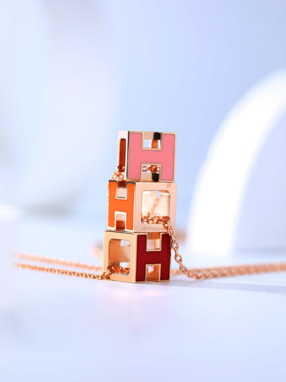 [Clara Jewels]H CAGE PINK GOLD NECKLACE