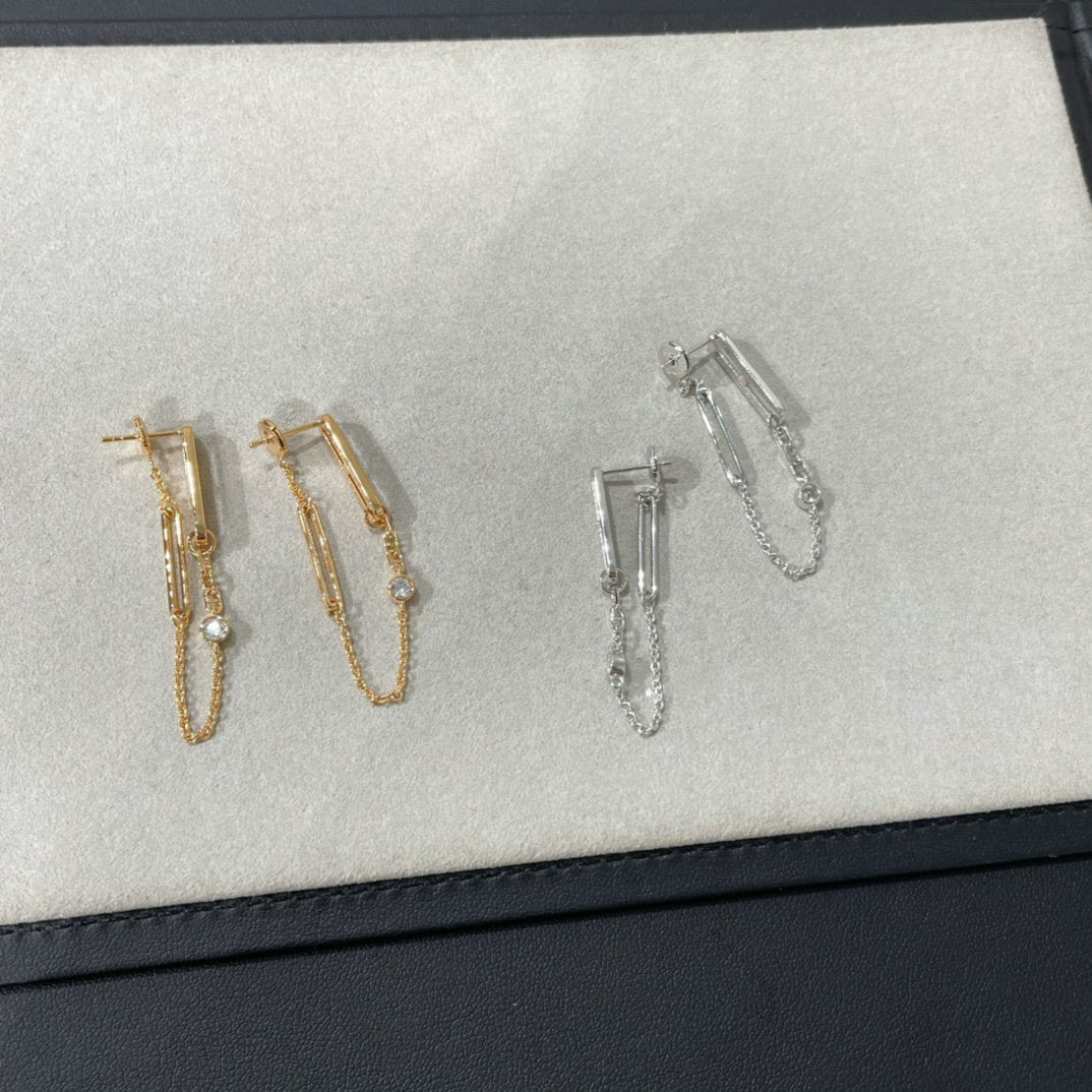 [Clara Jewels]CHAINE CHAOS DIAMOND DROP EARRINGS