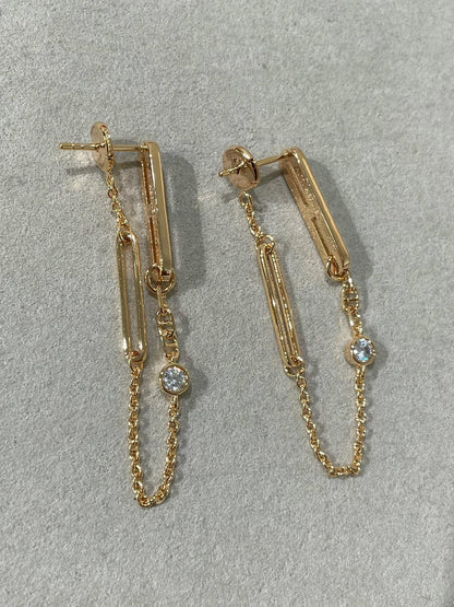 [Clara Jewels]CHAINE CHAOS DIAMOND DROP EARRINGS