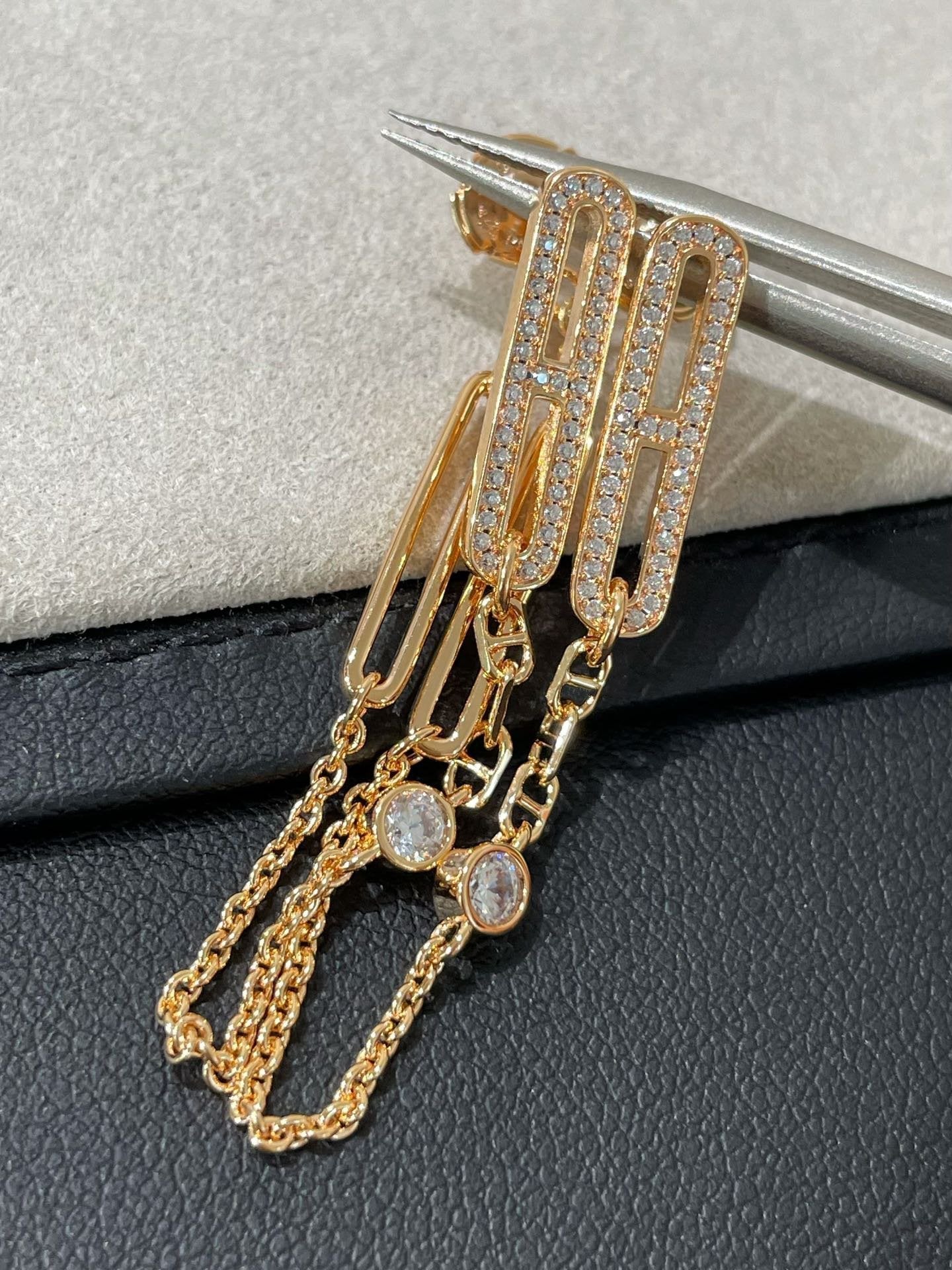 [Clara Jewels]CHAINE CHAOS DIAMOND DROP EARRINGS