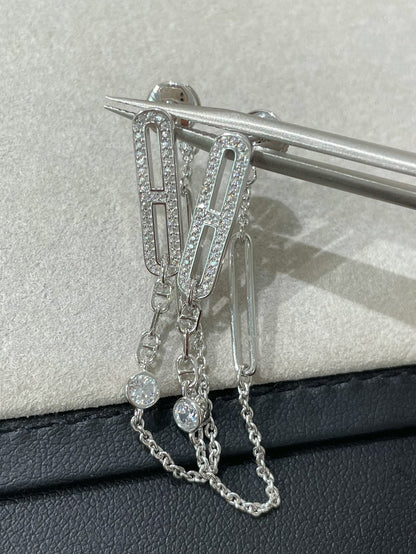 [Clara Jewels]CHAINE CHAOS DIAMOND DROP EARRINGS