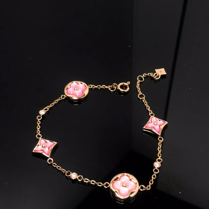 [Clara Jewels]STAR AND SUN 4 MOTIF PINK MOP PINK GOLD BRACELET