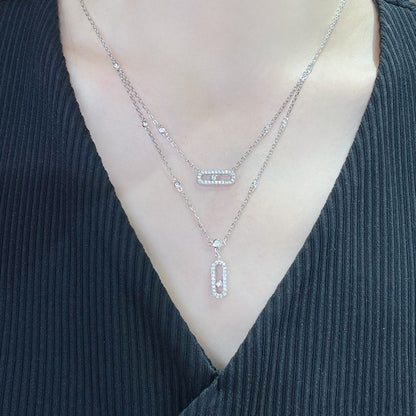 [Clara Jewely]MOVE 2 ROW DIAMOND NECKLACE