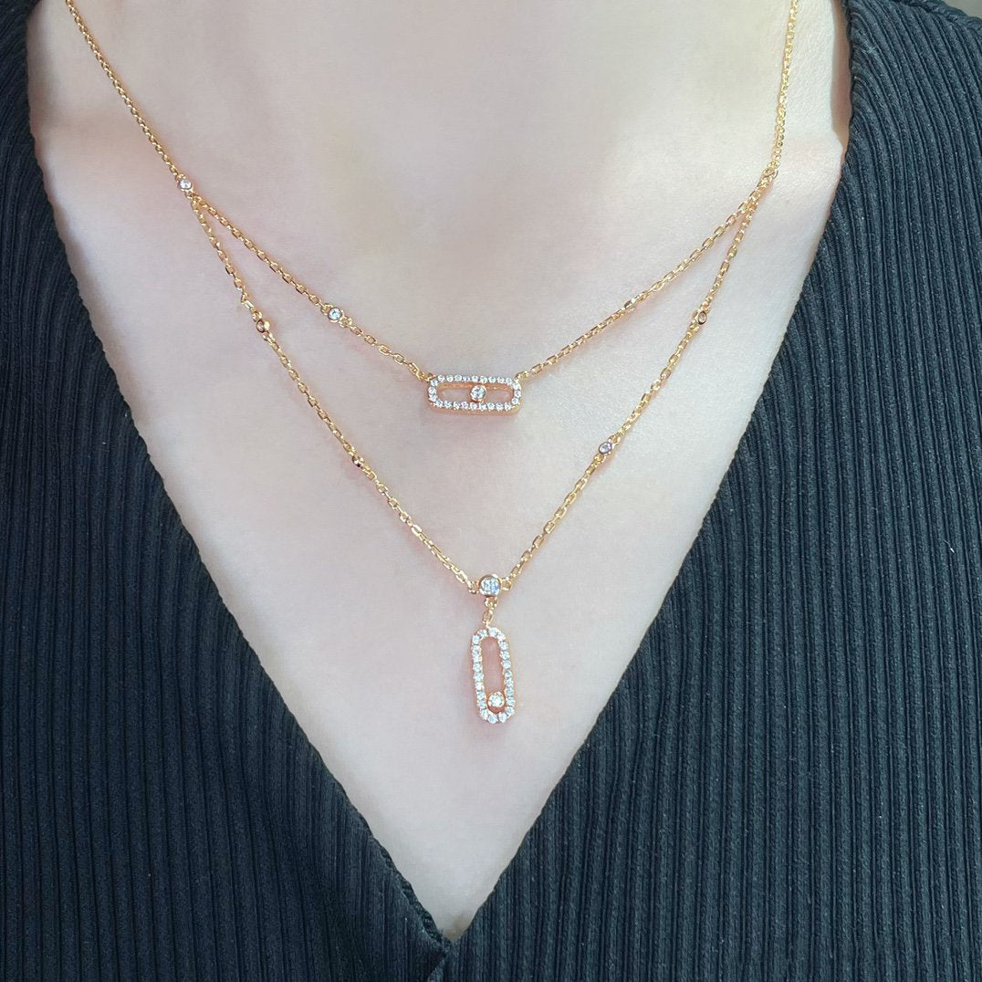 [Clara Jewely]MOVE 2 ROW DIAMOND NECKLACE