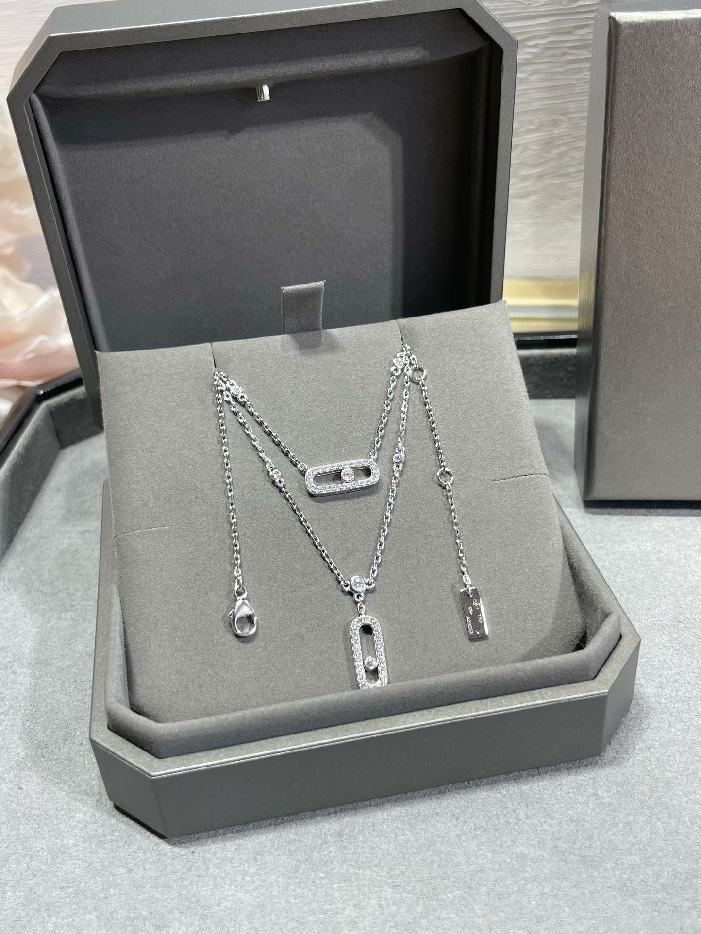 [Clara Jewely]MOVE 2 ROW DIAMOND NECKLACE