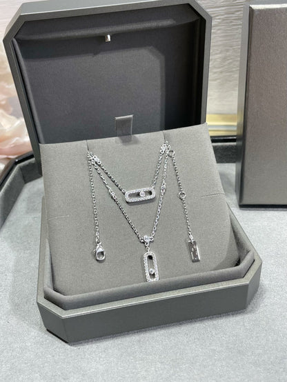 [Clara Jewely]MOVE 2 ROW DIAMOND NECKLACE