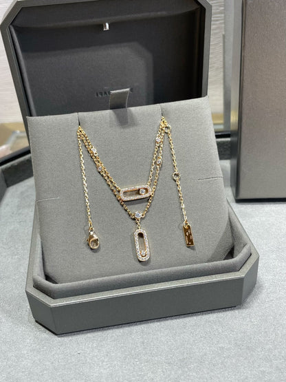 [Clara Jewely]MOVE 2 ROW DIAMOND NECKLACE