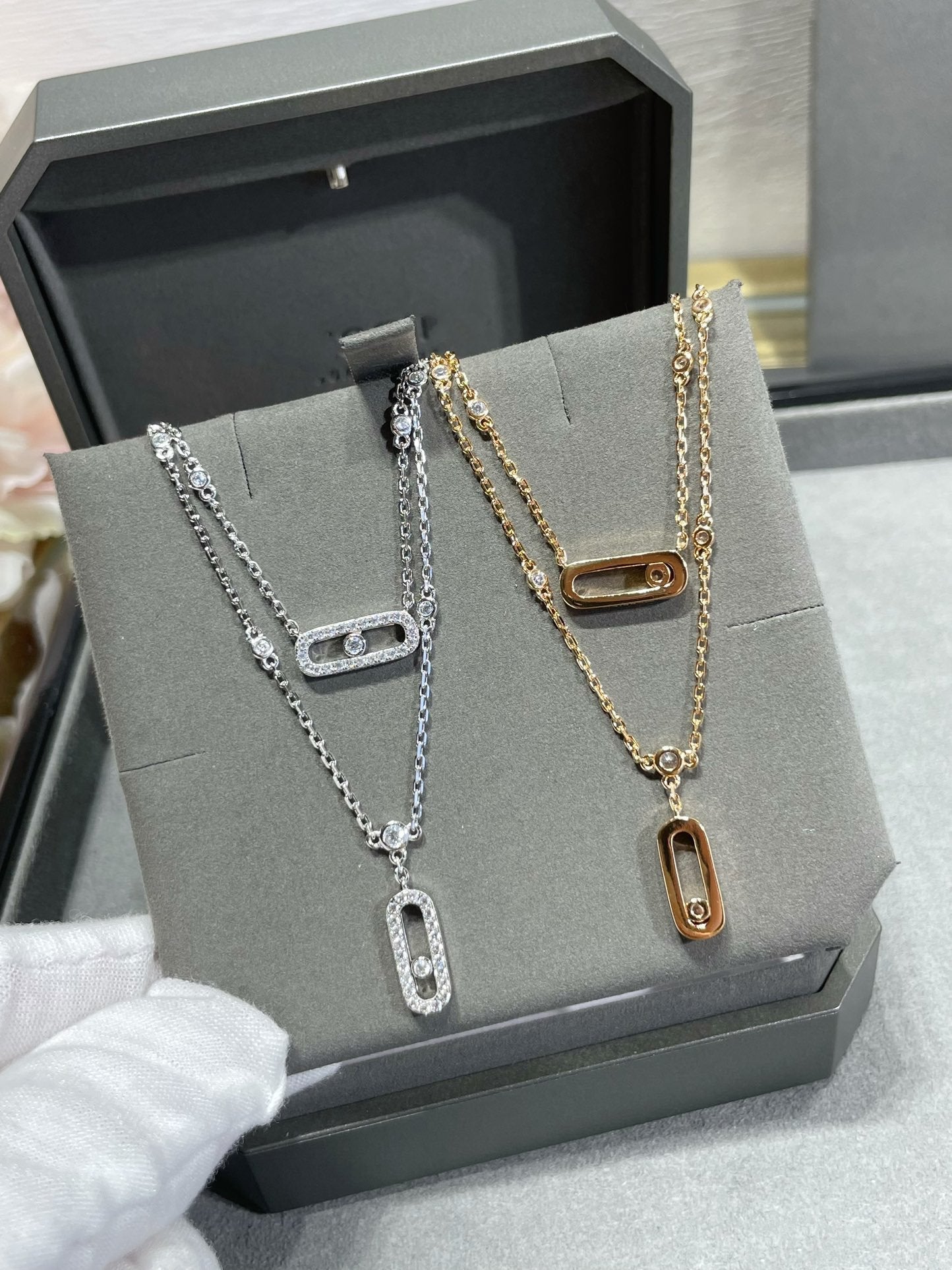 [Clara Jewely]MOVE 2 ROW DIAMOND NECKLACE