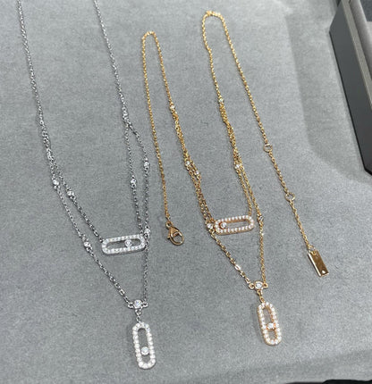[Clara Jewely]MOVE 2 ROW DIAMOND NECKLACE