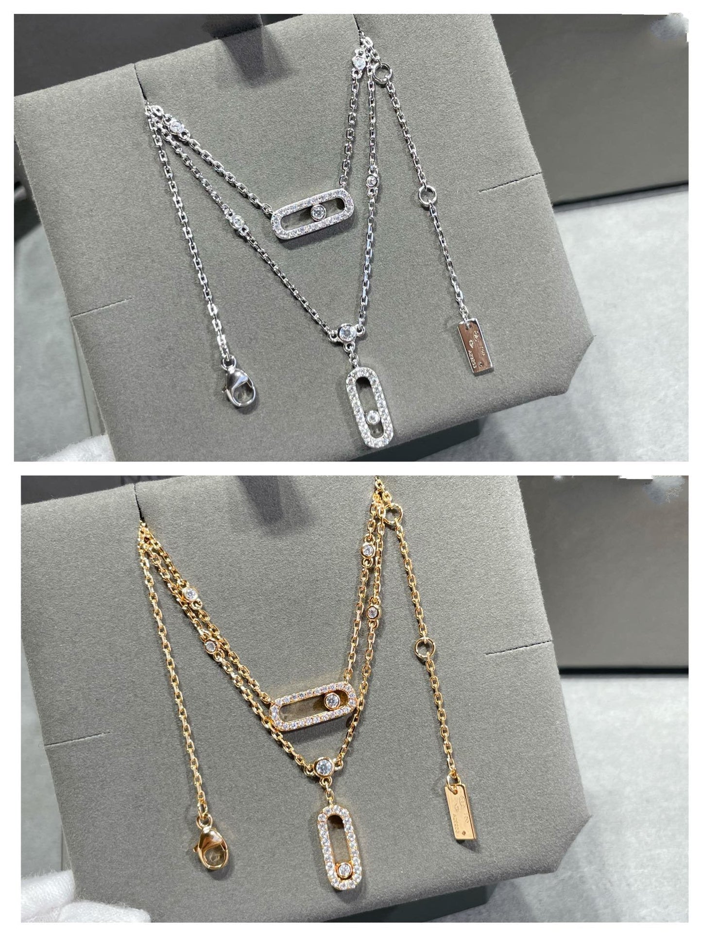 [Clara Jewely]MOVE 2 ROW DIAMOND NECKLACE
