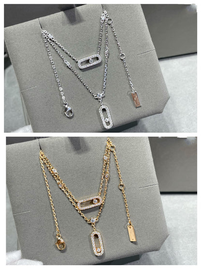 [Clara Jewely]MOVE 2 ROW DIAMOND NECKLACE
