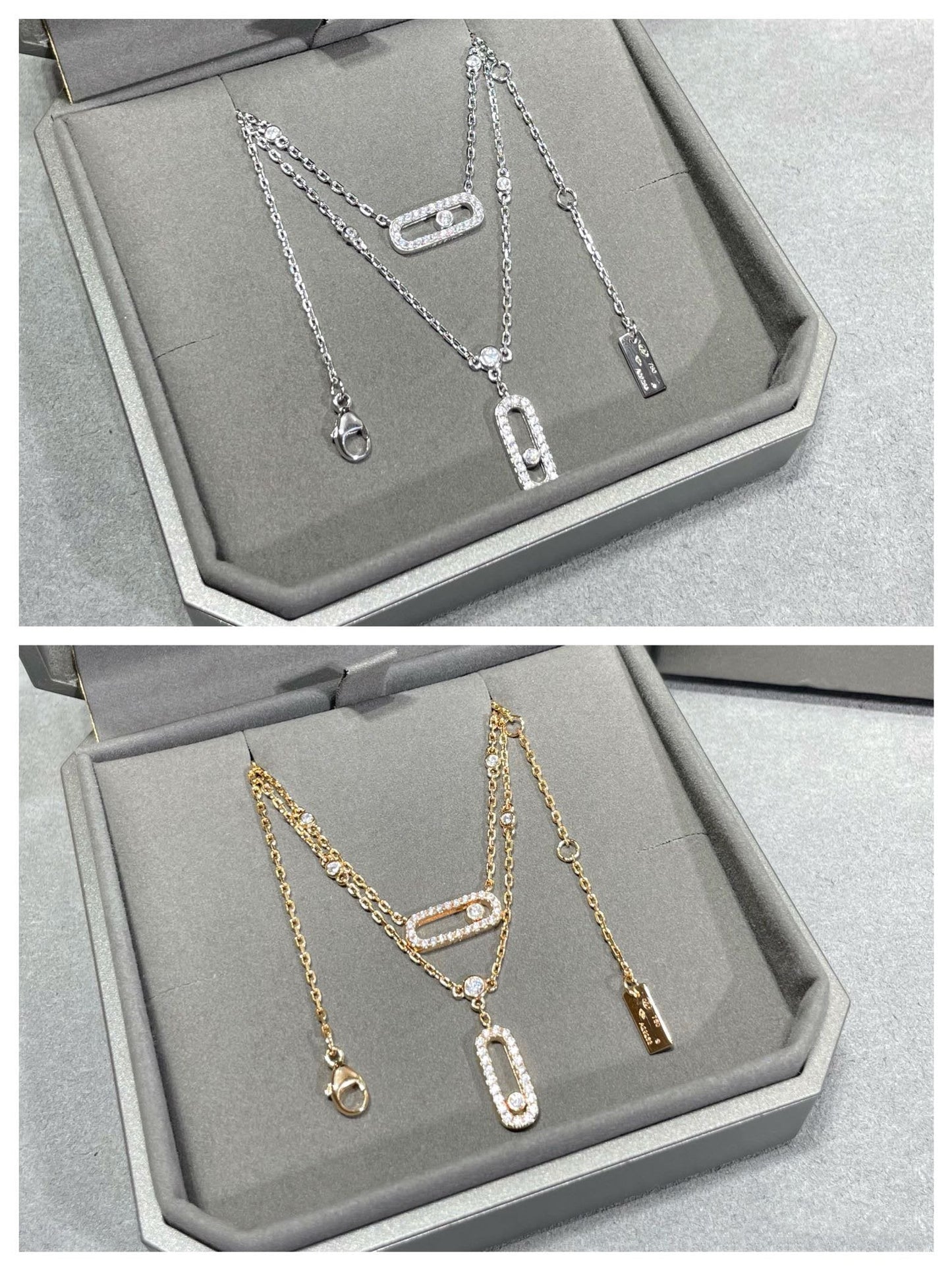 [Clara Jewely]MOVE 2 ROW DIAMOND NECKLACE