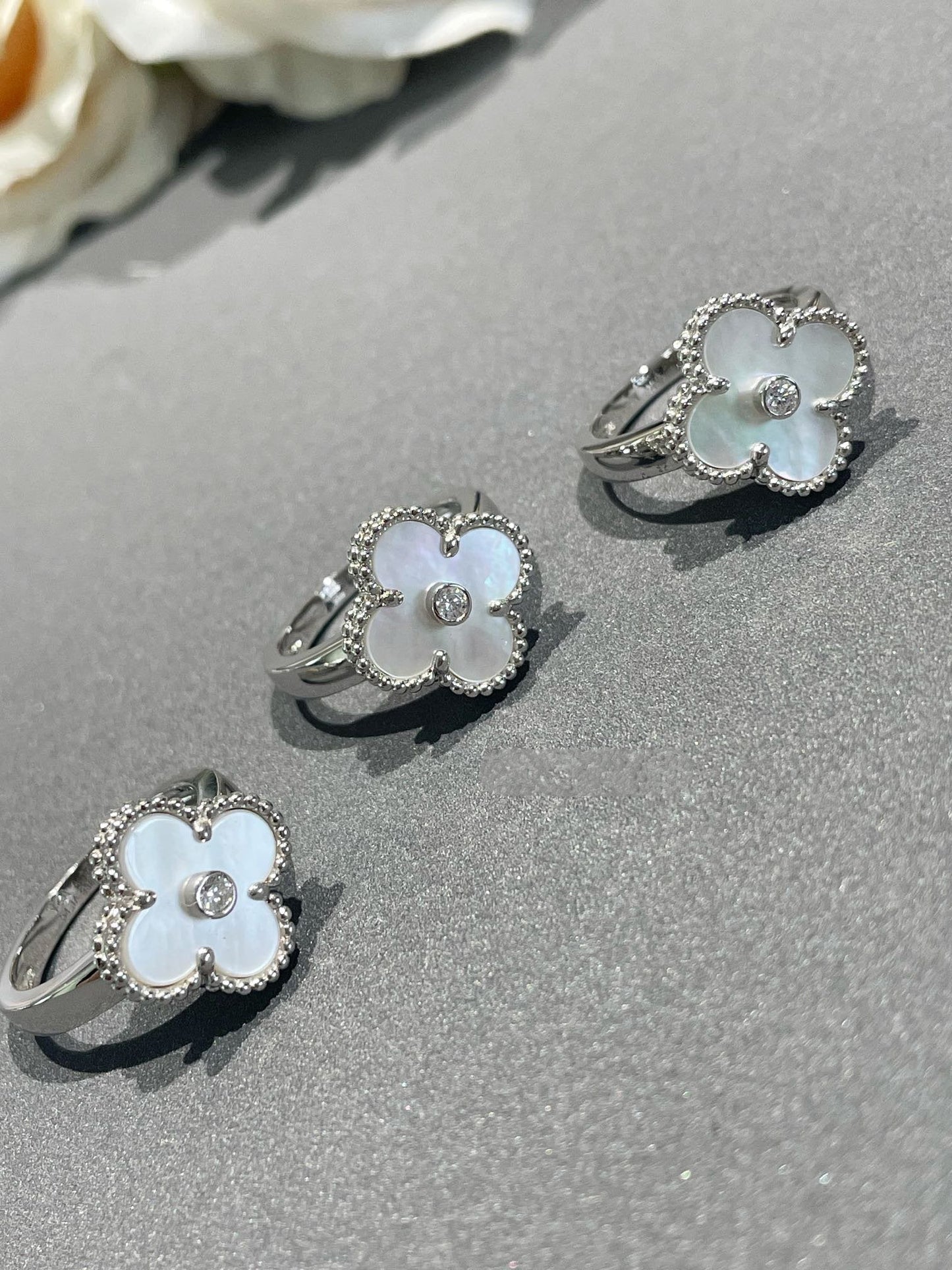 [Clara Jewels]CLOVER SILVER MOP DIAMOND RING