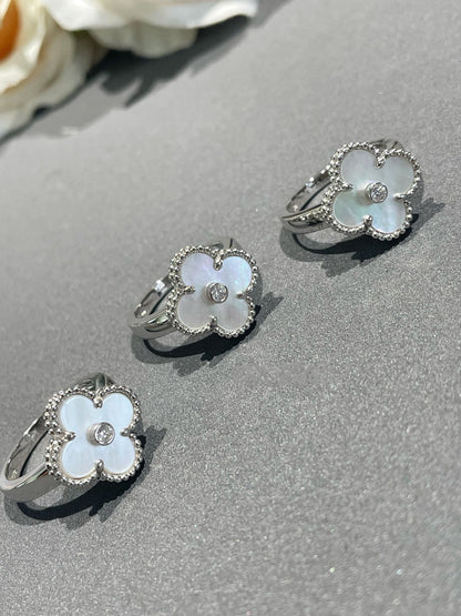 [Clara Jewels]CLOVER SILVER MOP DIAMOND RING