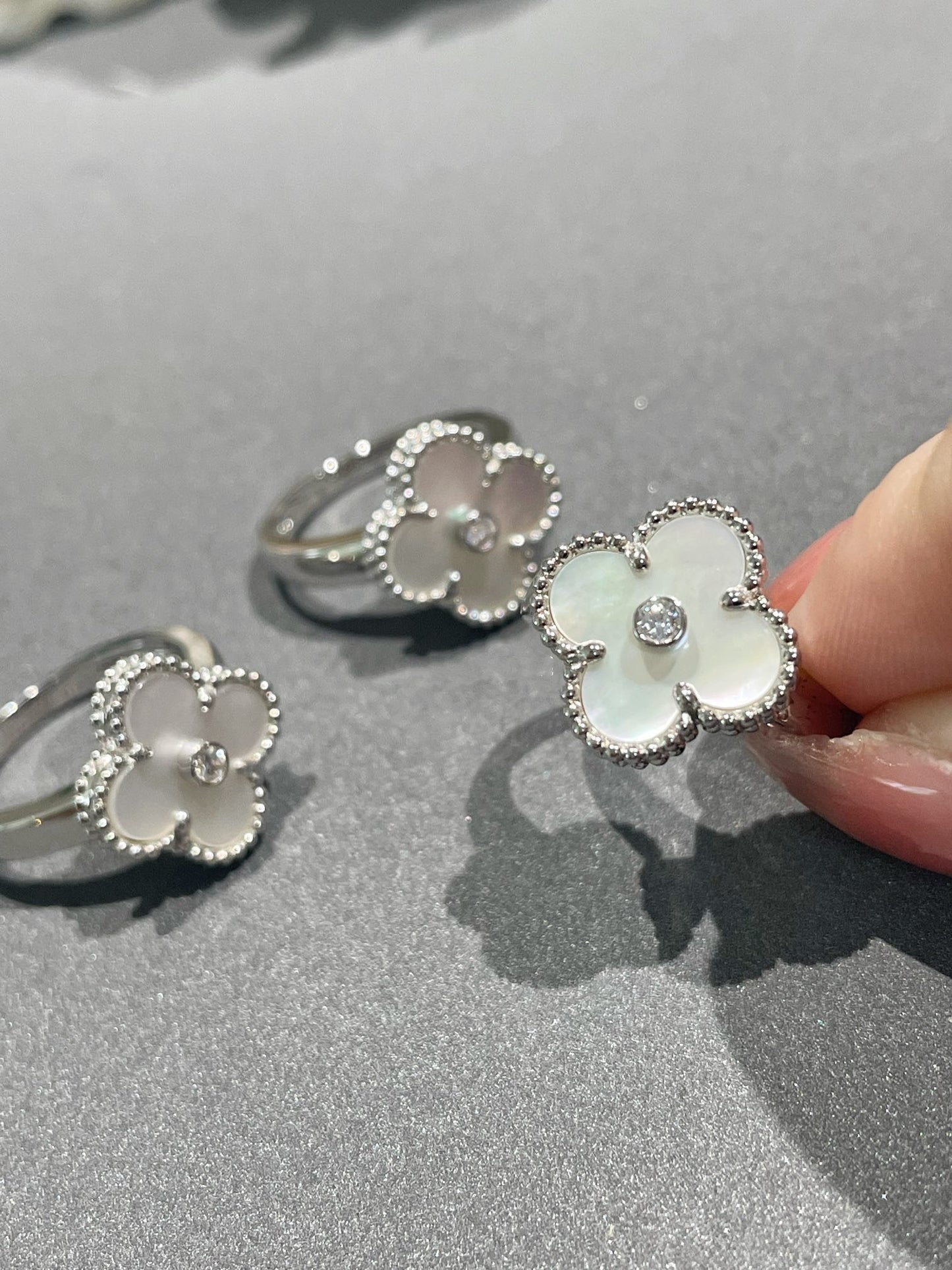 [Clara Jewels]CLOVER SILVER MOP DIAMOND RING