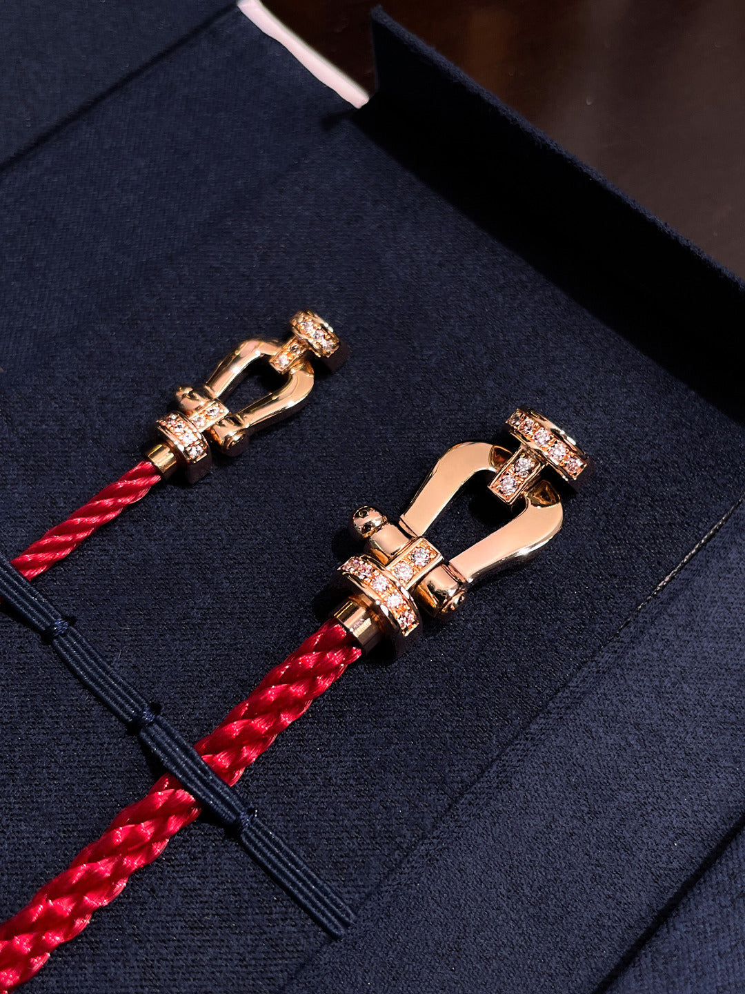 [Clara Jewels]FORCE 10 HALF DIAMOND PINK GOLD RED CORDERI LARGE AND MEDIUM MODEL