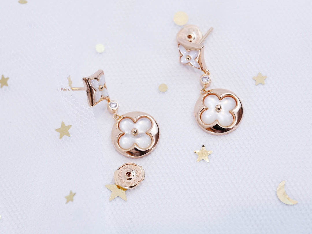 [Clara Jewels]STAR AND SUN PINK GOLD MOP DROP EARRINGS