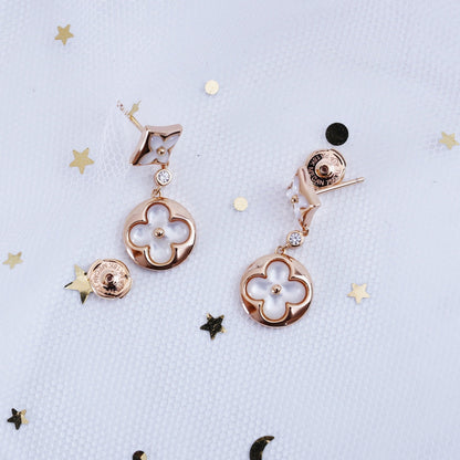 [Clara Jewels]STAR AND SUN PINK GOLD MOP DROP EARRINGS