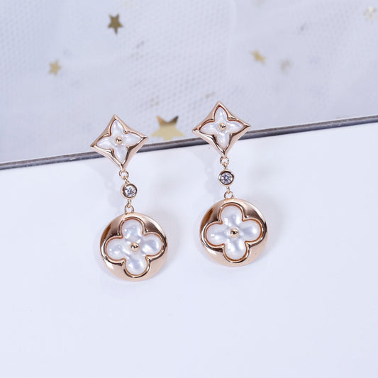 [Clara Jewels]STAR AND SUN PINK GOLD MOP DROP EARRINGS