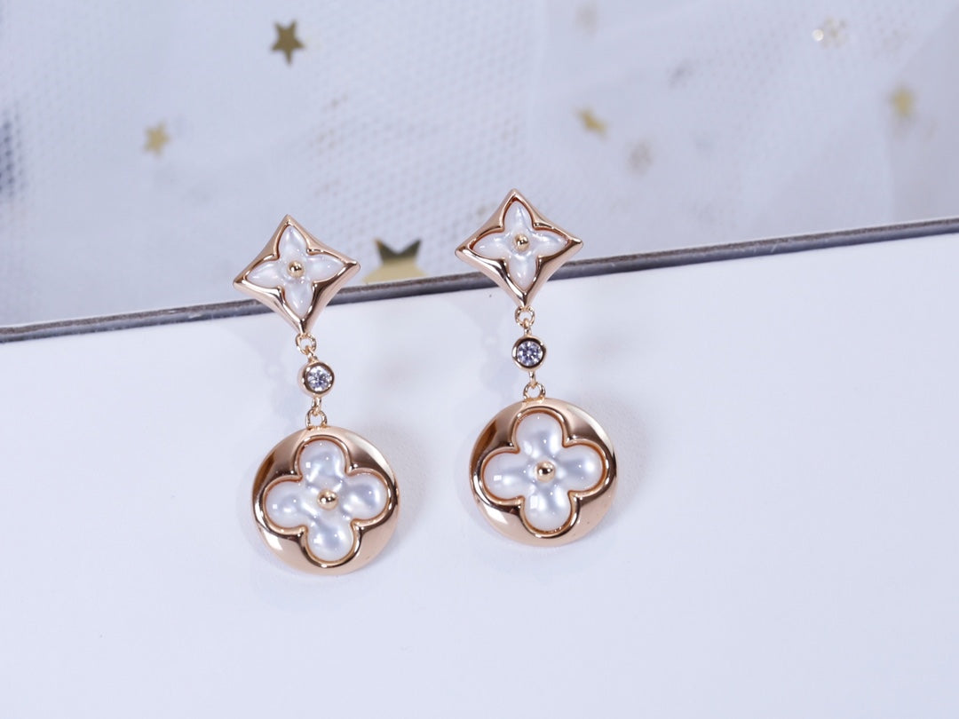 [Clara Jewels]STAR AND SUN PINK GOLD MOP DROP EARRINGS