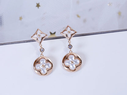 [Clara Jewels]STAR AND SUN PINK GOLD MOP DROP EARRINGS
