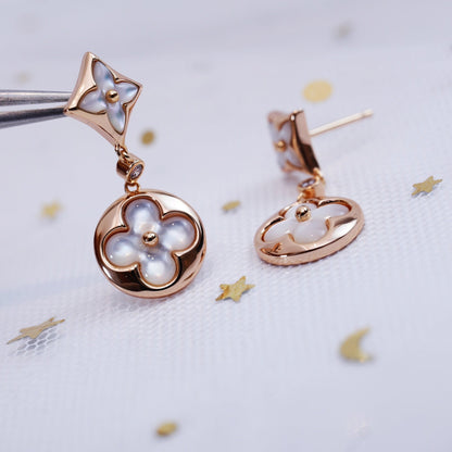 [Clara Jewels]STAR AND SUN PINK GOLD MOP DROP EARRINGS