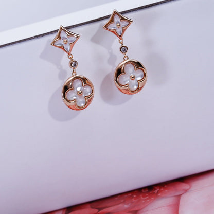 [Clara Jewels]STAR AND SUN PINK GOLD MOP DROP EARRINGS